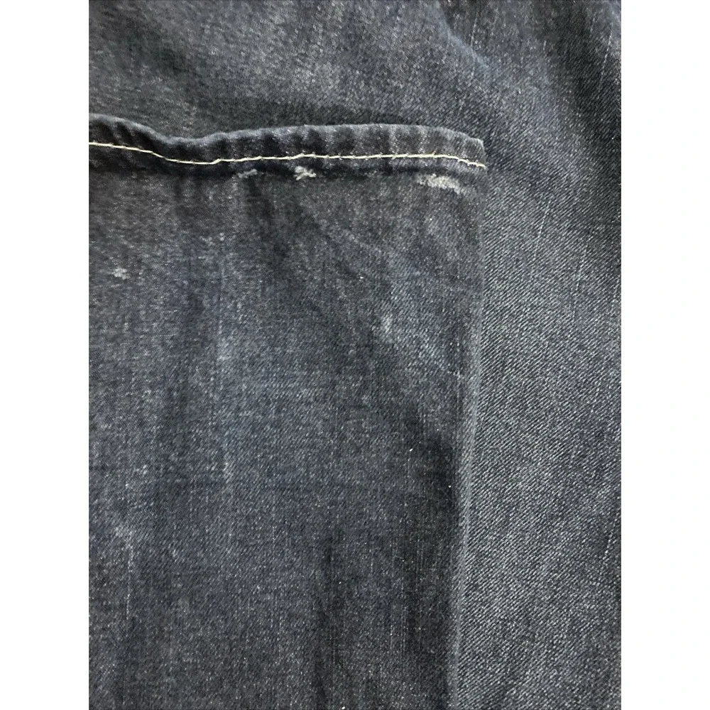 True Religion Boot Cut Blue Denim Jeans Men's Size 42x32 Wide Leg Flap Pockets